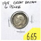 1918 British 6 pence