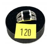 Sterling silver split shank inlaid black onyx and