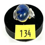 Sterling silver bezel set cabochon lapis lazuli