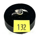 Sterling silver bypass flower ring with 10K rose