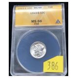1943-S Mercury dime, ANACS slab