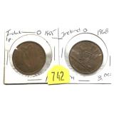 Lot of two Irish pennies, 2 pcs.