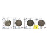 x4- German 2 and 5 mark coins silver, -x4 coins,