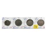 x4- German 2 and 5 mark coins silver, -x4 coins,