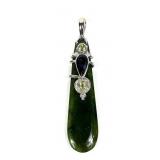 Sajen sterling silver jade pendant with amethyst