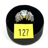 Sterling silver oval cut aquamarine with round