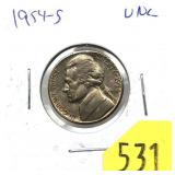 1954-S Jefferson nickel, Unc.