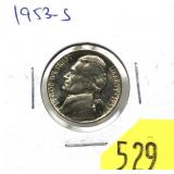 1953-S Jefferson nickel, Unc.