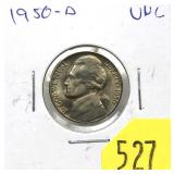 1950-D Jefferson nickel, Unc.