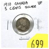 1910 Canadian 5 cents silver