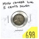 1906 Canadian 5 cents silver