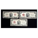 x3- $2 United States notes, mixed series,