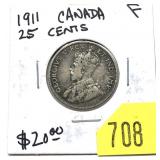 1911 Canadian 25 cents