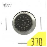 1869 Shield nickel