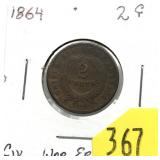 1864 U.S. 2-cent piece