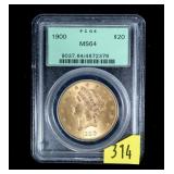 1900 $20 Gold Liberty Double Eagle, PCGS slab