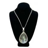 Sterling silver labradorite pendant with 20"