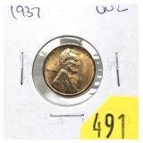1937 Lincoln cent, Unc.