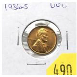 1936-S Lincoln cent, Unc.