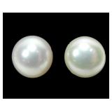 14K Yellow gold 9mm pearl post earrings, 2.1 grams