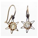 Victorian rose gold latch hook earrings, 1.2 grams