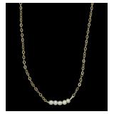 14K Yellow gold 18" pearl station necklace,
