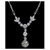 14K White gold 18" lavaliere style diamond
