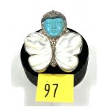 Sajen sterling silver butterfly ring with carved