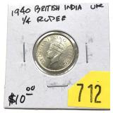 1940 Indian 1/4 rupee