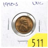 1950-S Lincoln cent, Unc.