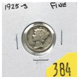 1925-S Mercury dime