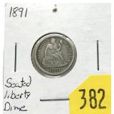 1891 Seated Liberty dime