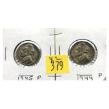 x2- War time nickels, 35% silver, -x2 nickles,