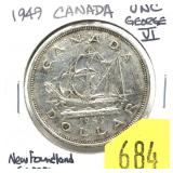 1949 Canadian silver dollar