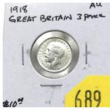 1918 British 3 pence, AU