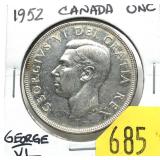 1952 Canadian silver dollar