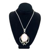 Sterling silver druzy rose quartz pendant with