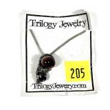 Sterling silver amber and amethyst pendant