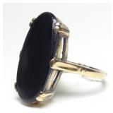10K Yellow gold vintage black onyx ring, size 4.25