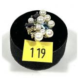 Sterling silver split shank pearl cluster cocktail