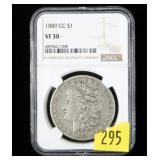 1889-CC Morgan dollar, NGC slab certified VF-30