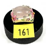 David Sigal sterling silver rose quartz enameled