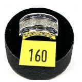 Sterling silver round cut double row diamond band