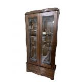 Pine 2-door Gun Cabinet with 1-drawer base,