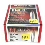 Box of .30 Cal. 220-grain ELD-X Hornady bullets,