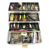 UMCO 133A tackle box with collection of vintge