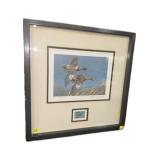 Framed U.S. Duck Stamp and signed and numbered