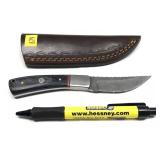 Custom Damascus steel blade knife with embossed