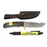 Custom Damascus steel blade knife with embossed