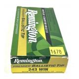 Box of .243 WIN 90-grain Nosler ballistic tip